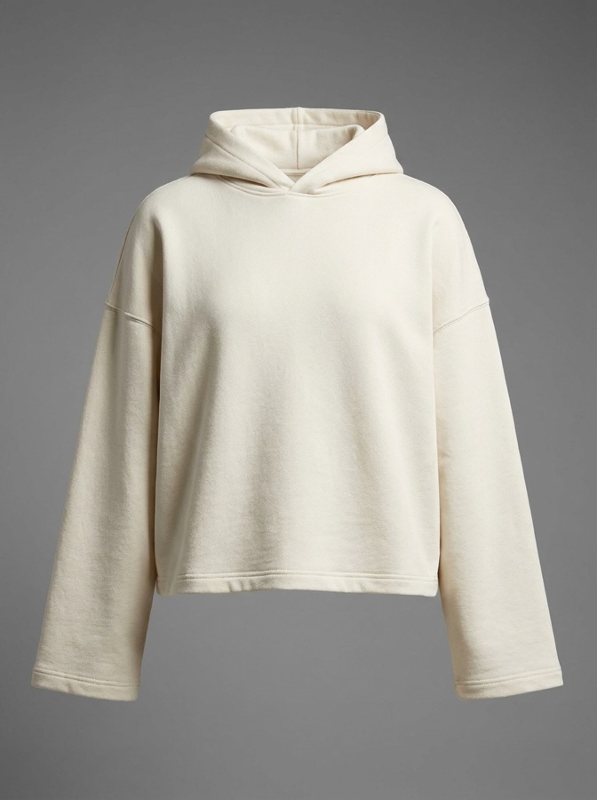 Bone coloured hoodie, front view