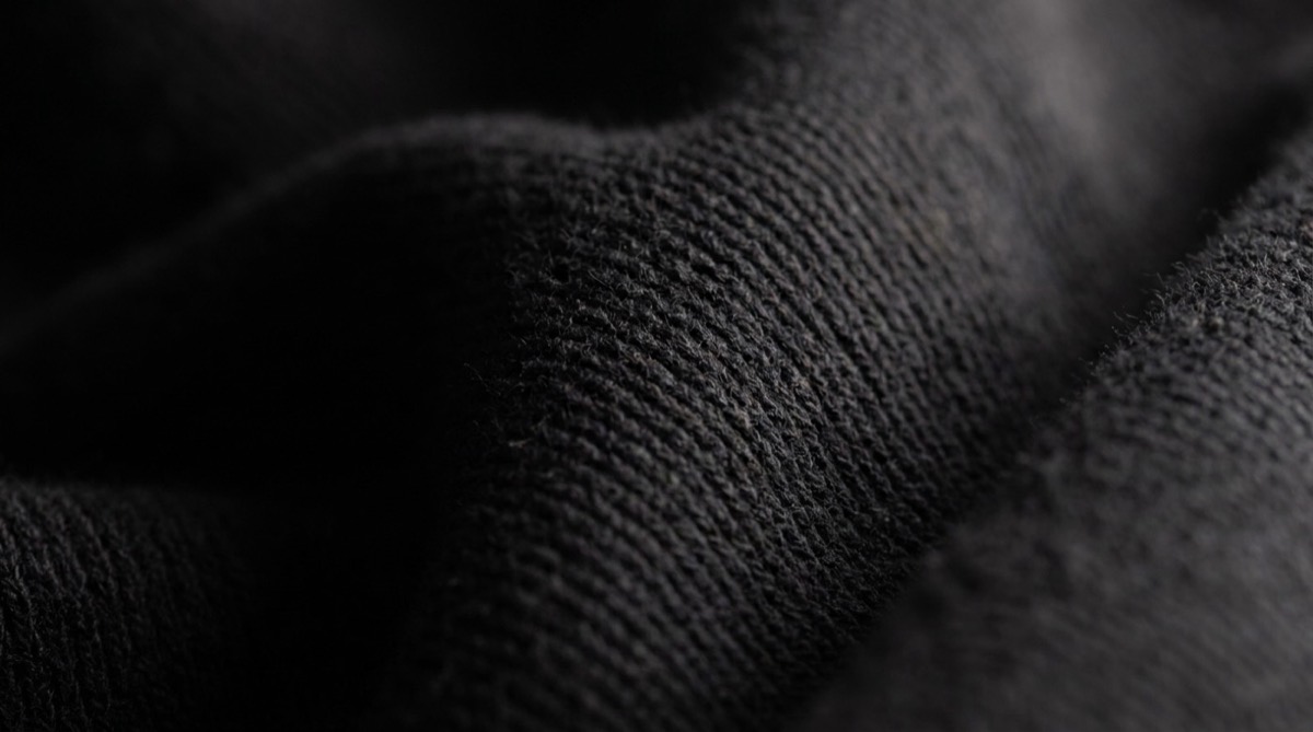 Close detail of black heavyweight cotton fabric